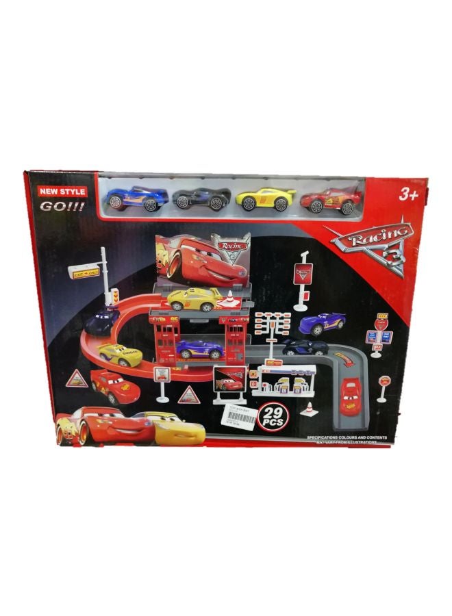 3 مجموعة مواقف سيارات سباق 3 سيارات - 29 قطعة
