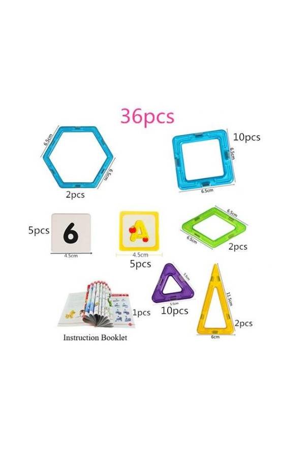 مجموعة بلاط مغناطيسية تعليمية ملونة للأطفال - 36 قطعة 