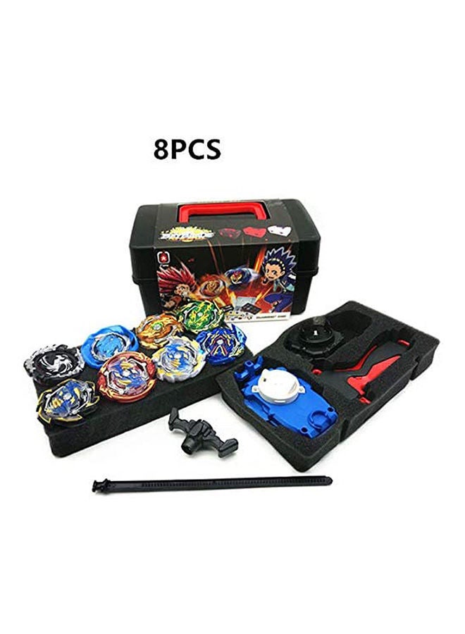  لعبة البلبل الدوارة ميتال فيوجن مع قاذف وصندوق تخزين جيروس - 8 قطع