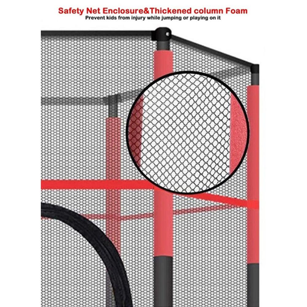  لعبة ترامبولين للأطفال مع سياج داخلي وخارجي بطول 5.5 قدم - أحمر