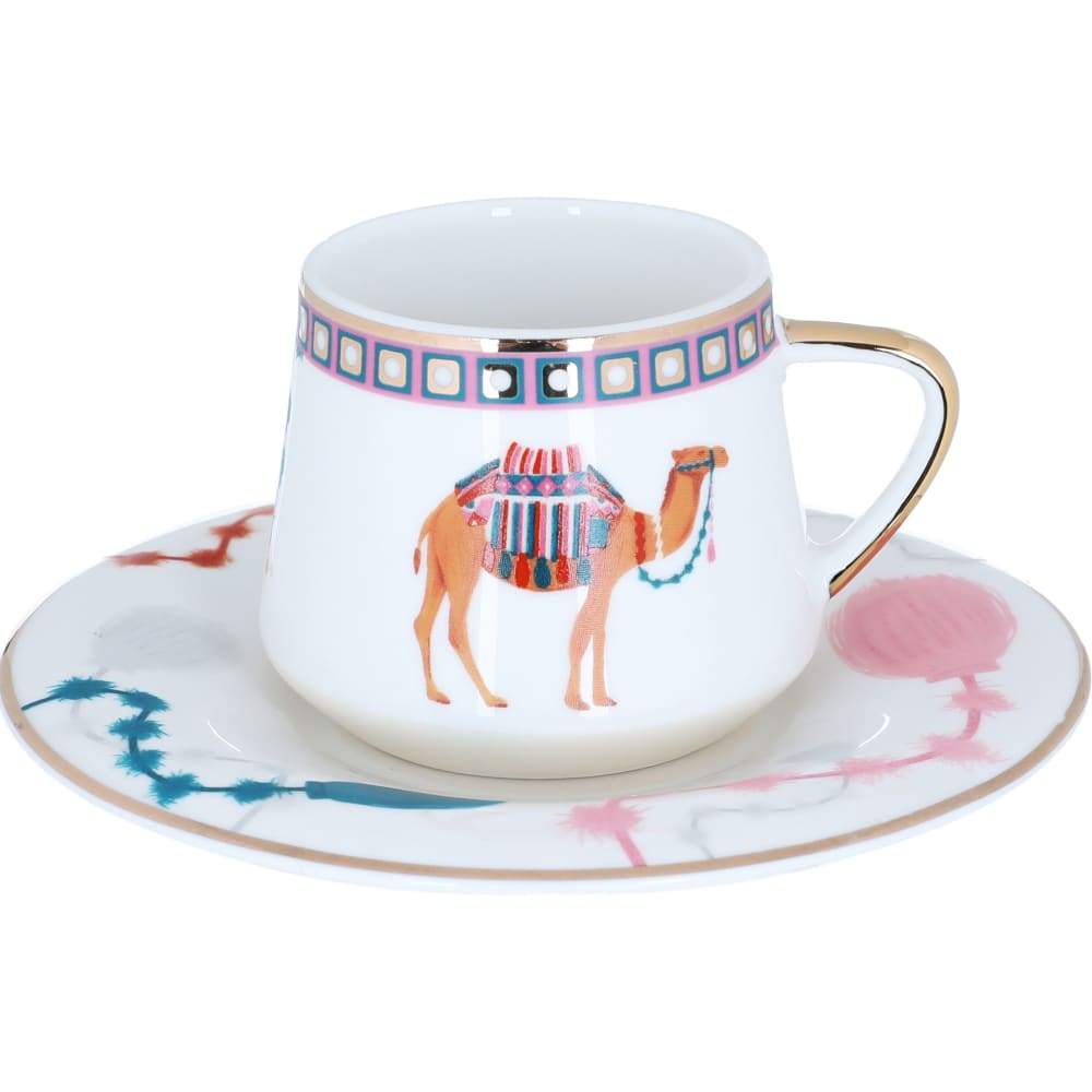 طقم فناجين قهوة مع صحون بورسلان السيف غاليري ترحال، 12 قطعة -