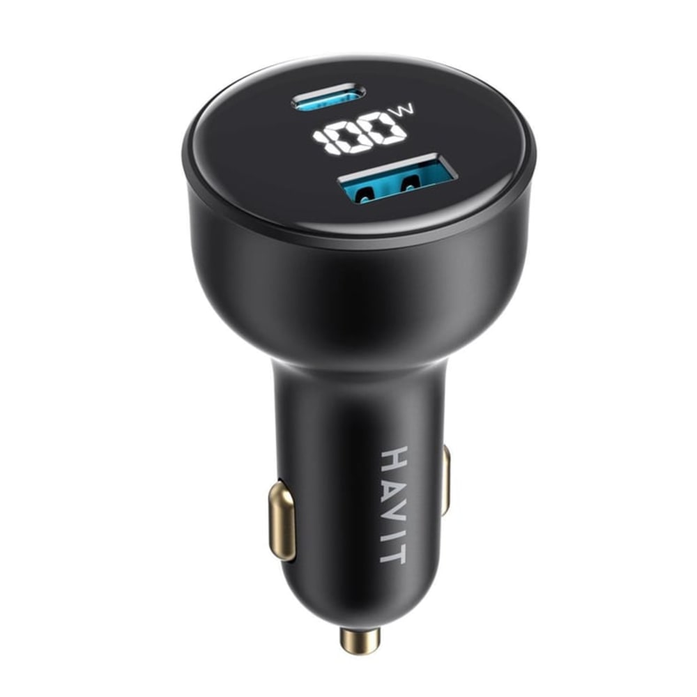 هافيت شاحن سيارة منفذين بقوة 100 واط - أسود