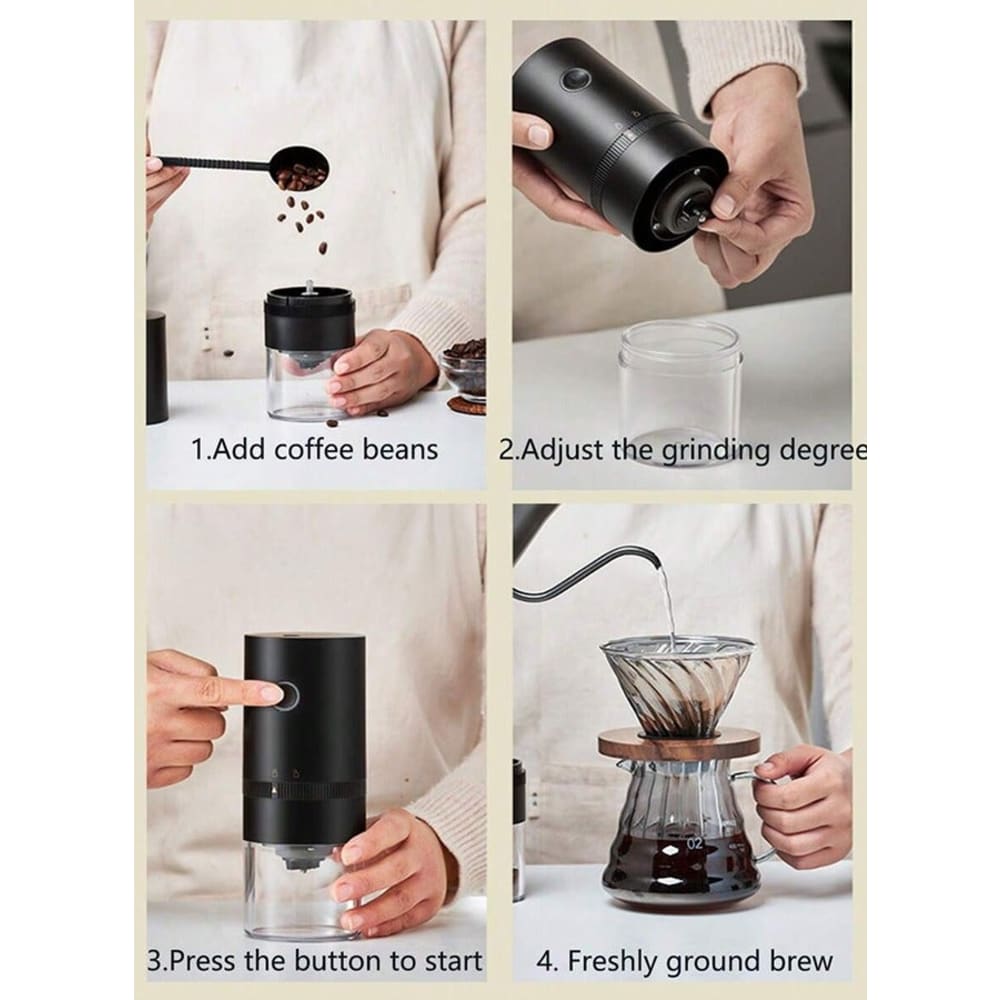 توسكانا طاحونة قهوة كهربائية محمولة قابلة لإعادة الشحن - أسود