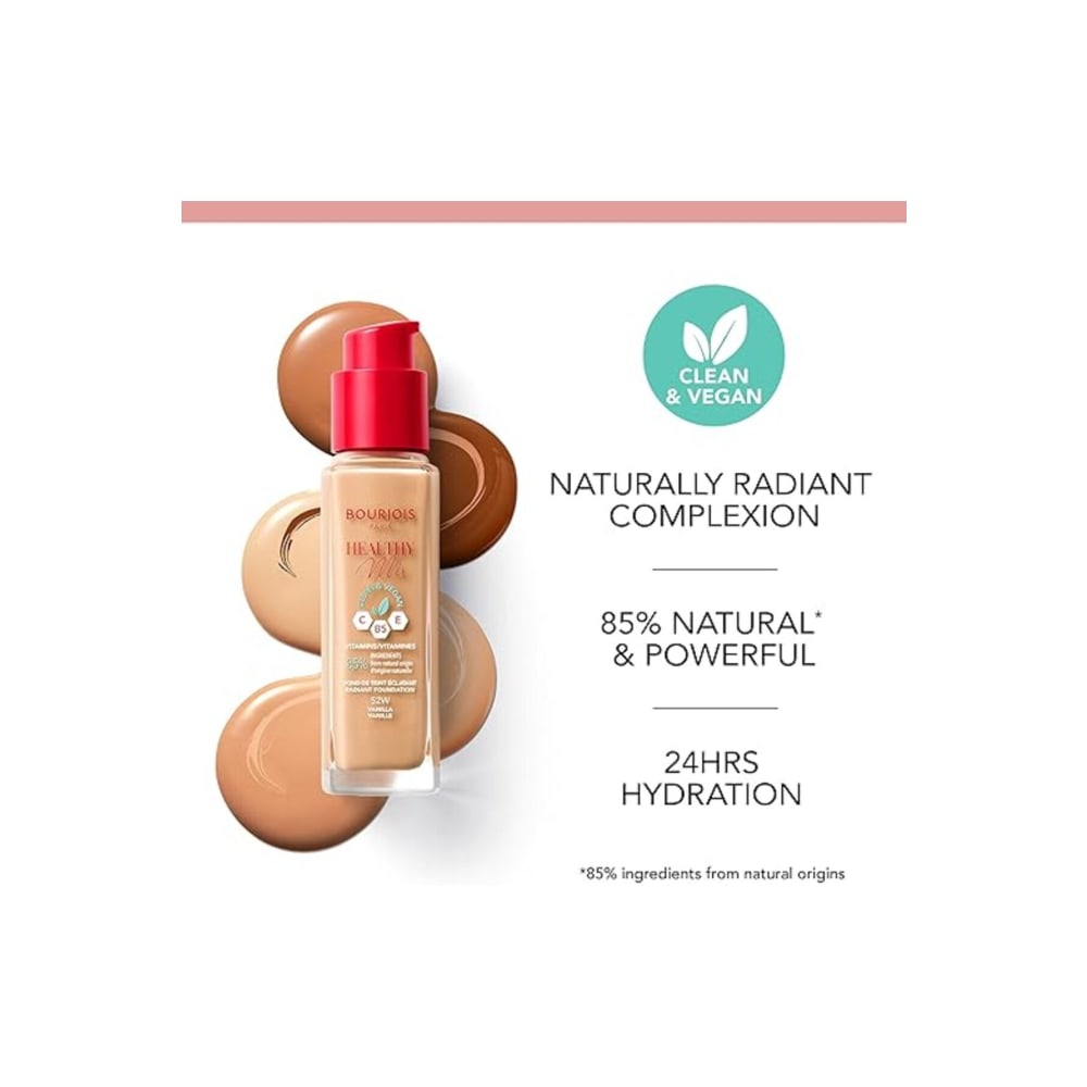 كريم أساس برجوا هيلثي ميكس - رقم 55 ديب بيج - 30 مل لتغطية متوسطة ناعمة