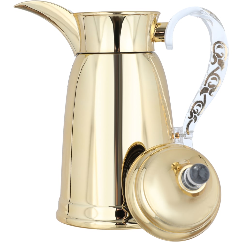 ترمس دلة تميم 8 السيف غاليري، 0.6 لتر، يد شفاف، حافظة داخلية استيل، هيكل خارجي استيل - ذهبي