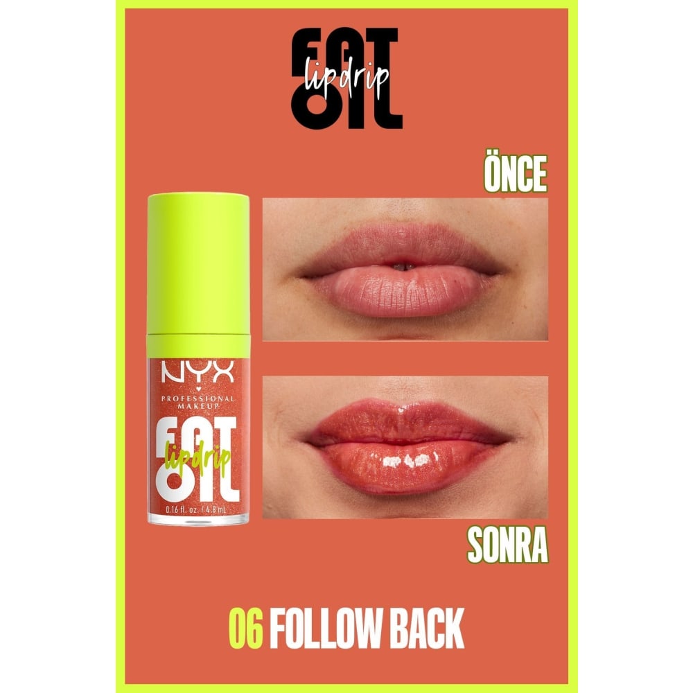 زيت شفاه NYX بروفيشنال ميك أب فولو باك - يعطي لمعة وترطيب طبيعي