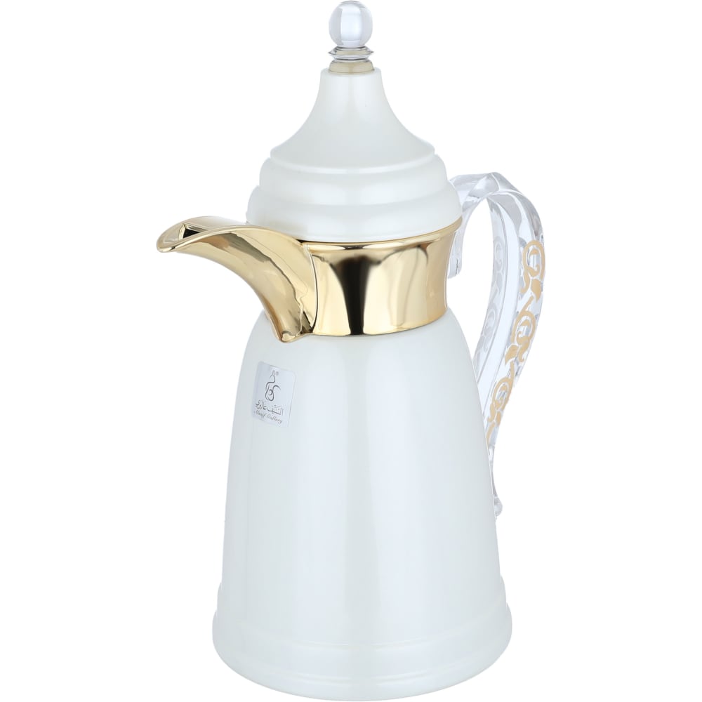 ترمس دلة تميم 8 السيف غاليري، 0.35 لتر، يد شفاف، حافظة داخلية استيل، هيكل خارجي استيل - لؤلؤي ذهبي