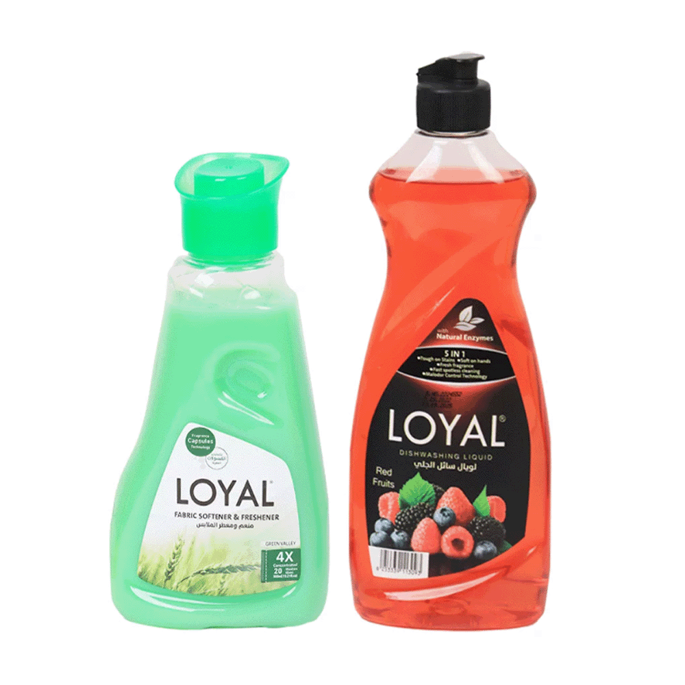 باكج لويال منعم ومعطر ملابس جرين فالي مع سائل الجلي برائحة الفواكة الحمراء