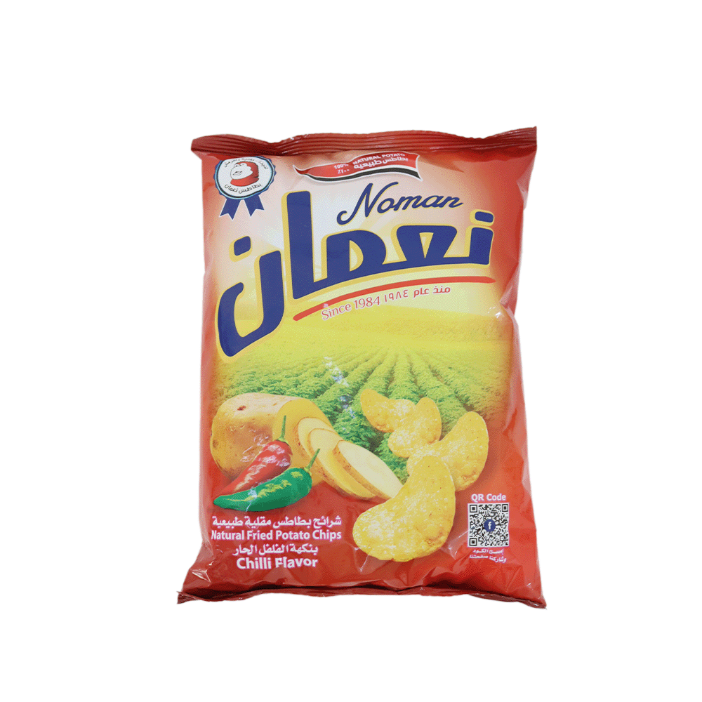 نعمان شرائح بطاطس مقلية طبيعية بنكهة الفلفل الحار- 110 جرام