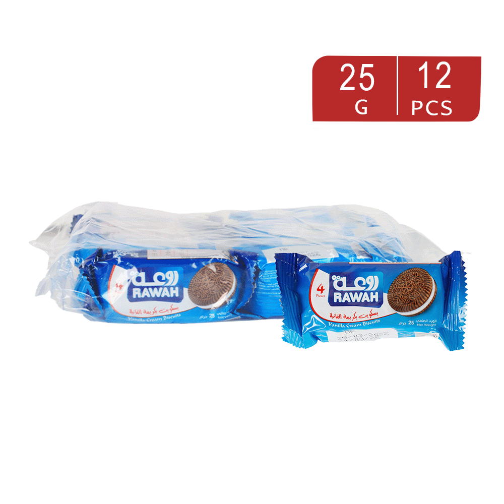 روعة بسكويت بكريمة الفانيليا 25 جم - 12 قطعة