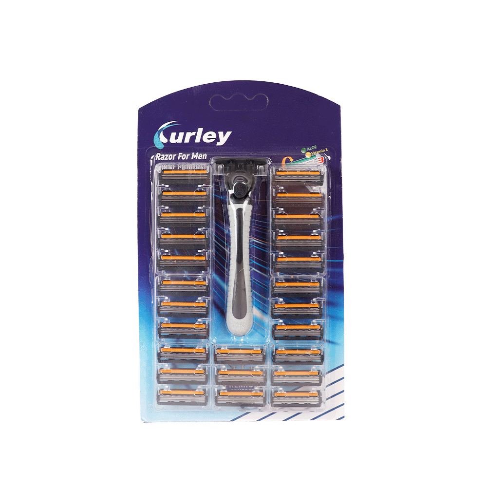 ماكينة حلاقة كيرلي مع 25 رأس بديل للرجال - أسود