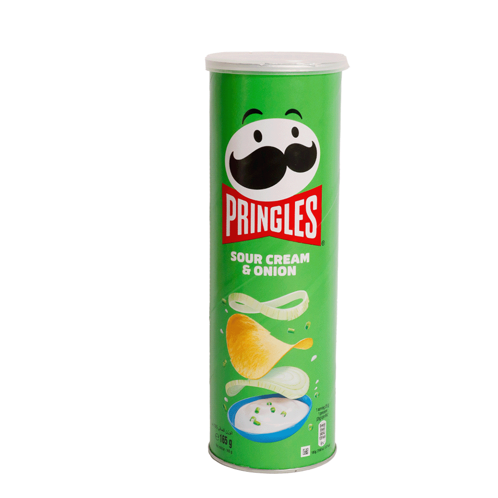 برينجلز رقائق البطاطس بنكهة الكريمة الحامضة والبصل - 165 جم