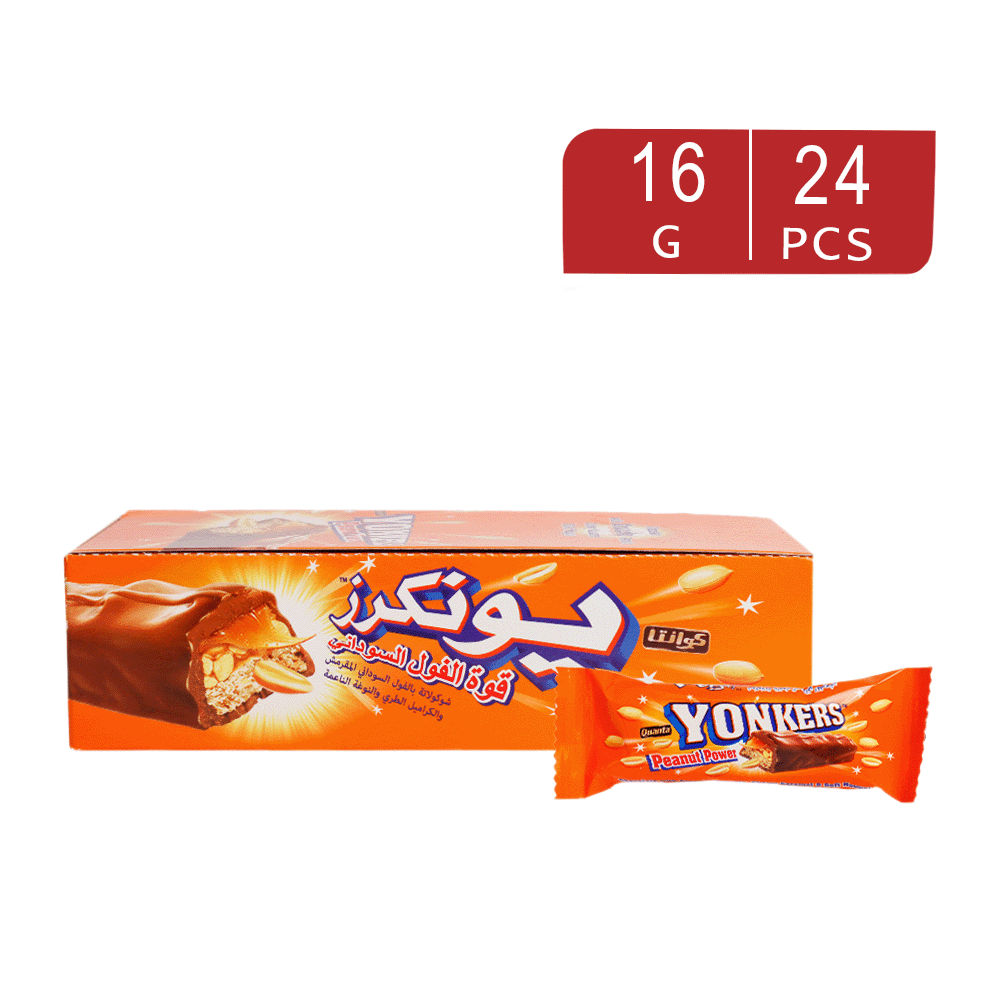 يونكرزكرتون شكلاتة بالفول السوداني عدد 24 قطعة - 16جم