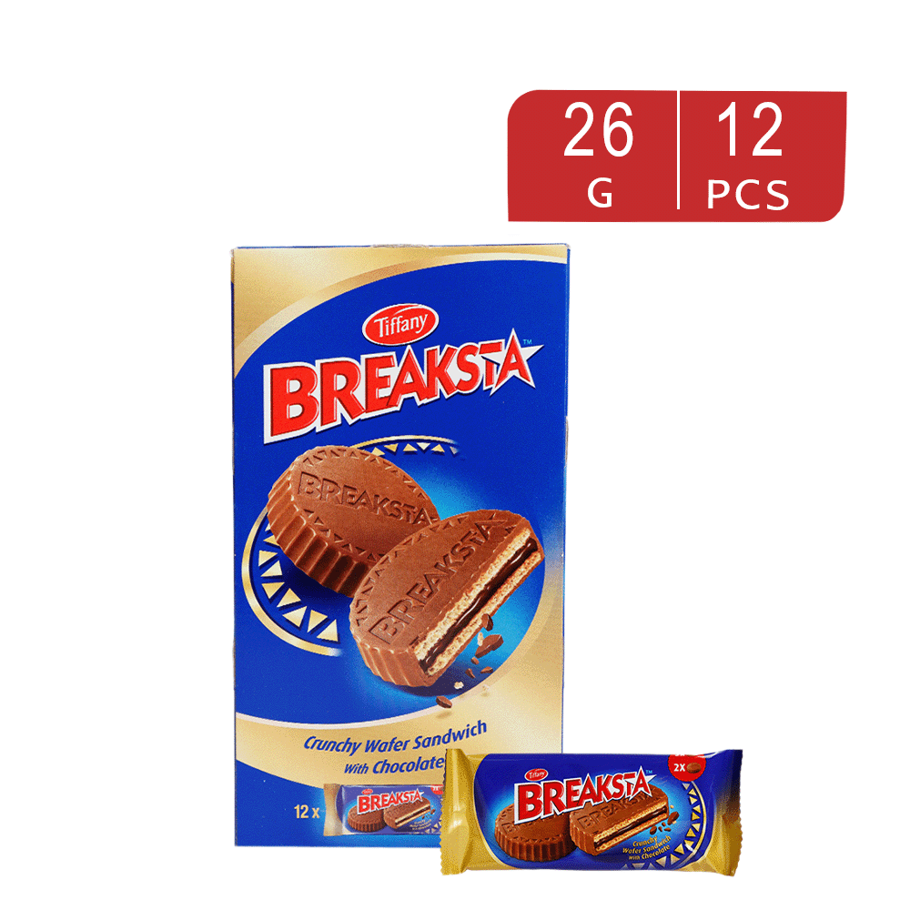 بريكستا كرتون ساندوتش الويفر المقرمش بالشكلاتة عدد 12 قطعه - 26 جم