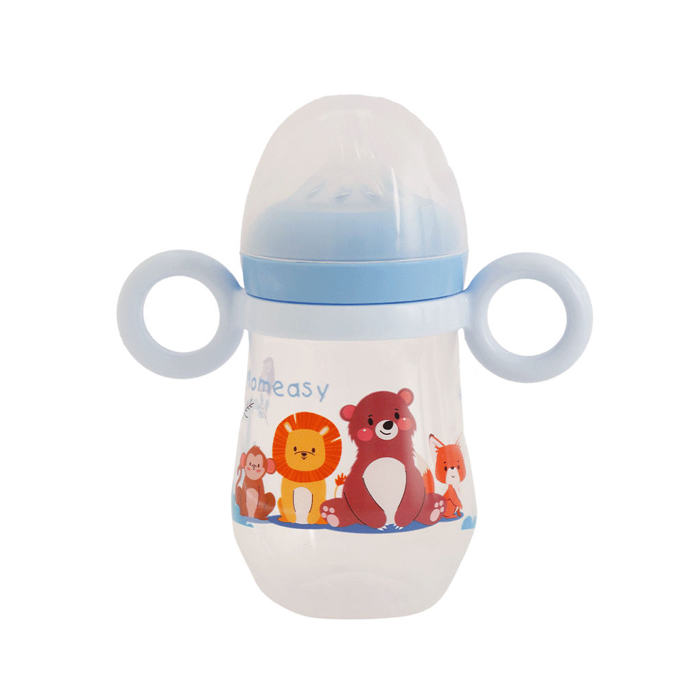 رضاعة حليب موم إيزي بلاستيكية بمقبض من الجهتين - 300 مل-blue
