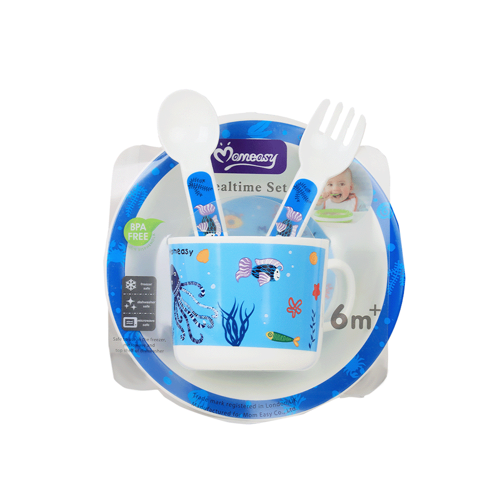 
مام إيزي مجموعة أدوات الطعام للأطفال - 4 قطع-blue
