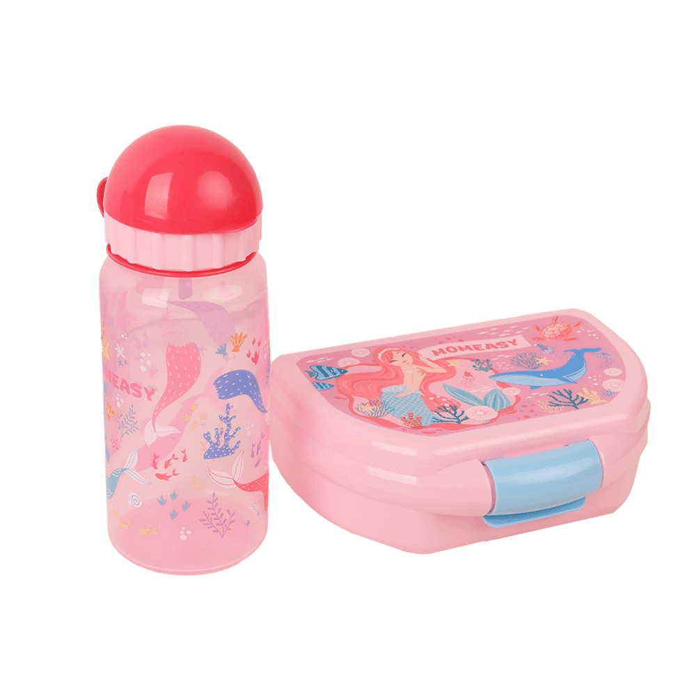 مام إيزي مجموعة علبة طعام و زجاجة ماء للأطفال-pink