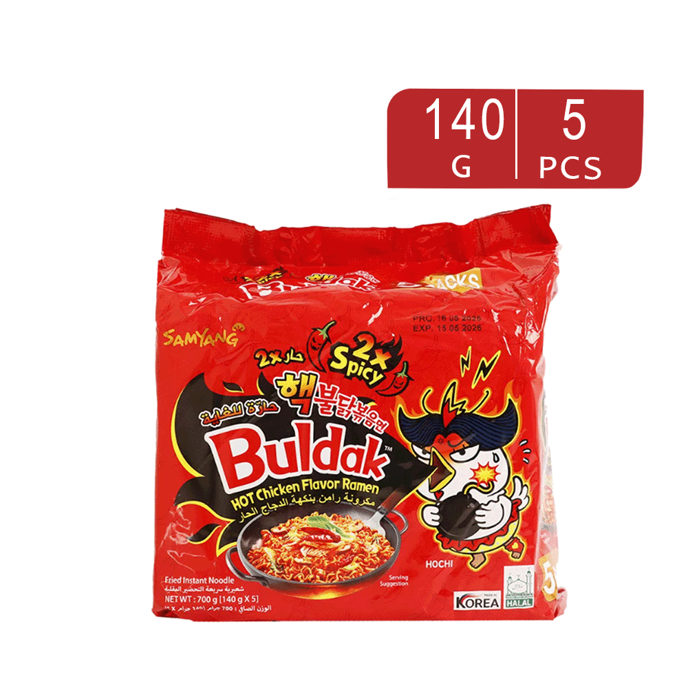 بولداك مكرونة رامن بنكهة الدجاج الحار جدا اكس 2 140 جم - 5 حبات