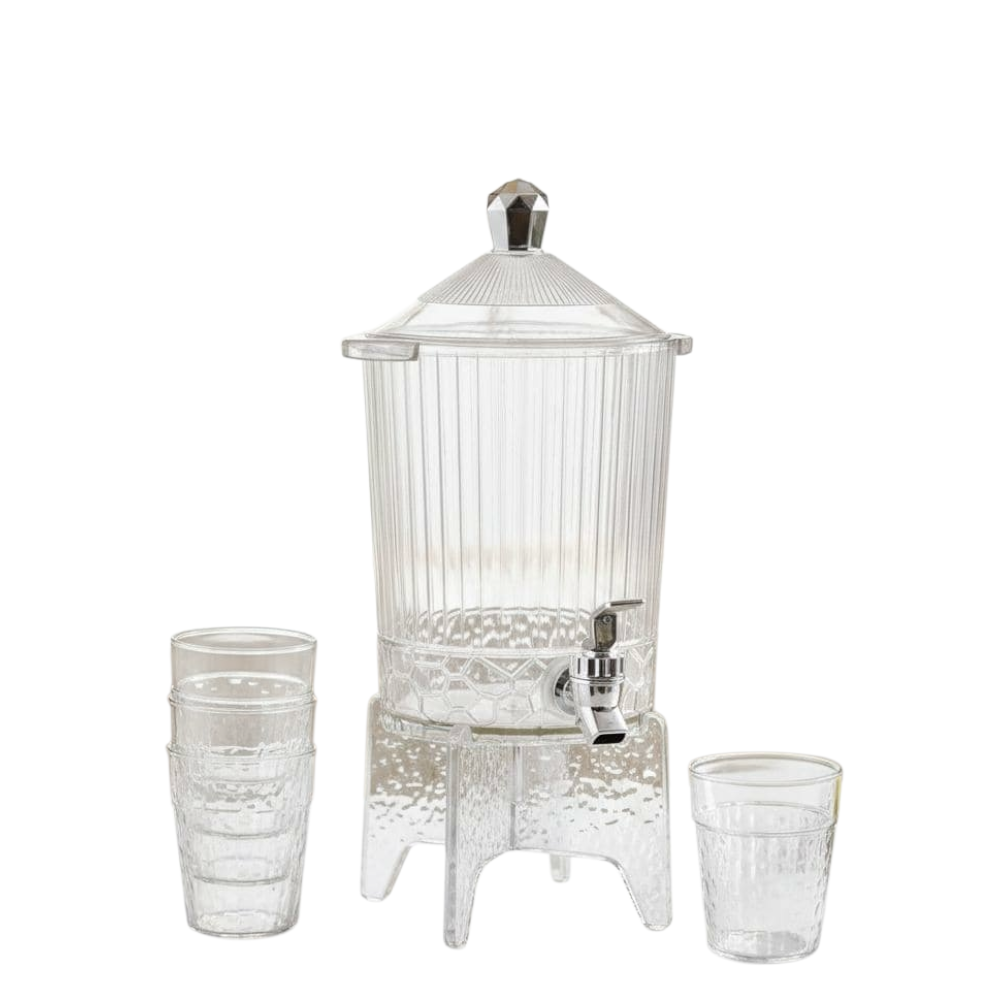 ترمس عصير بقاعدة اكريليك - مع 4 اكواب