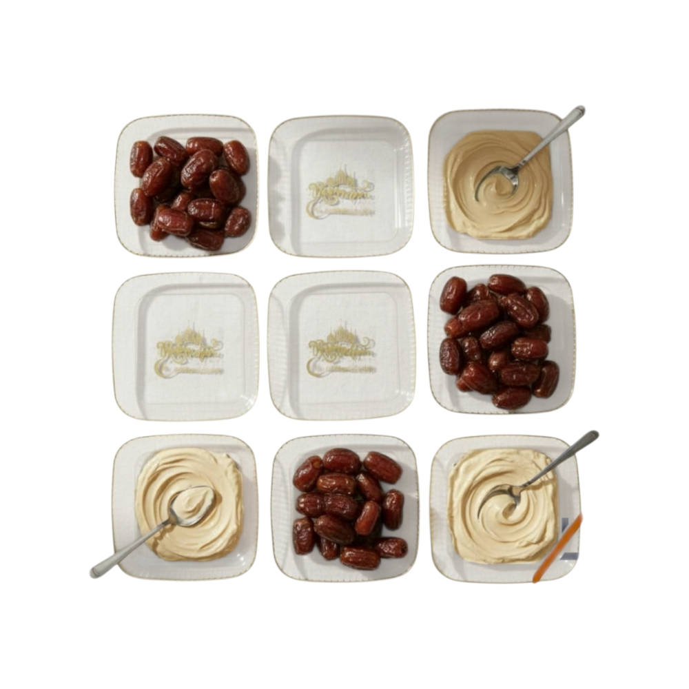 طقم 9 صحون أكريليك بتصميم أنيق شكل مربع