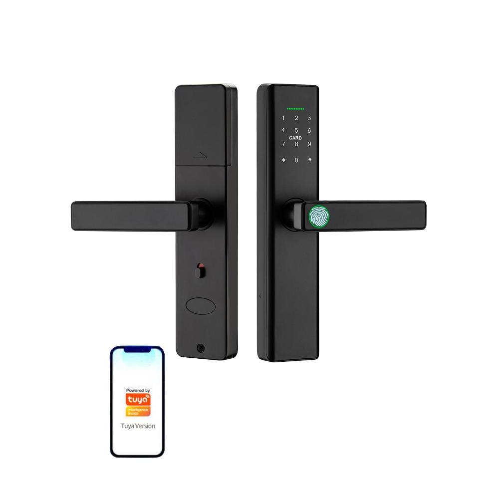قفل باب ذكي P12_bk بصمة وتطبيق Wifi -أسود