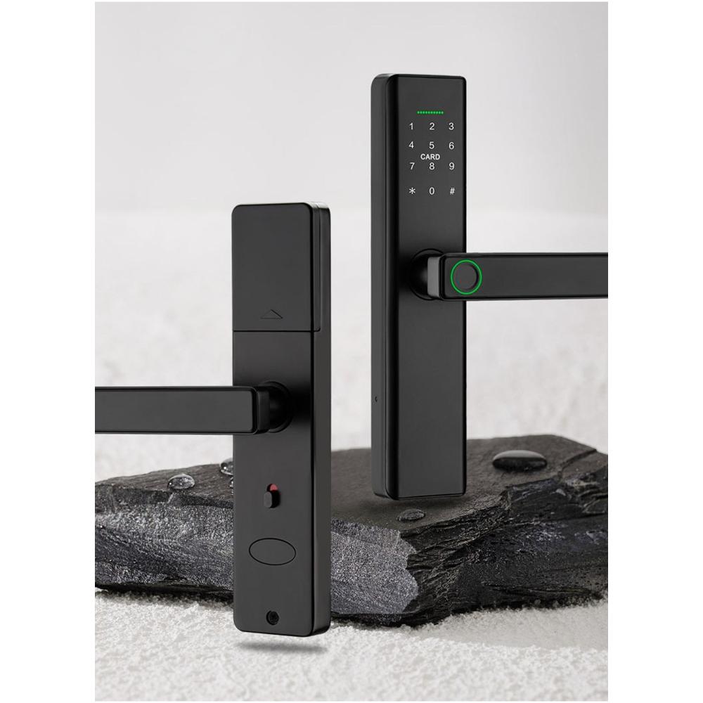 قفل باب ذكي P12_bk بصمة وتطبيق Wifi -أسود