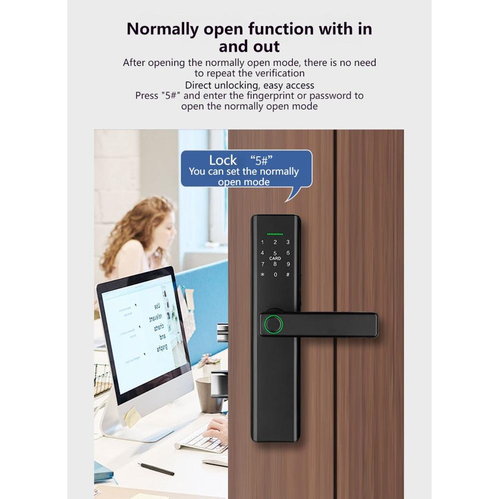 قفل باب ذكي P12_bk بصمة وتطبيق Wifi -أسود