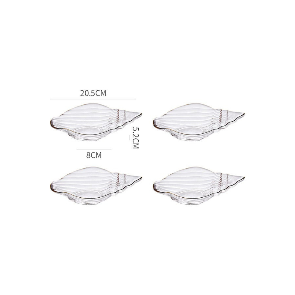 طقم صحون زجاجية عميقة شفافة - 4 قطع - 20.5x8x5.2 سم