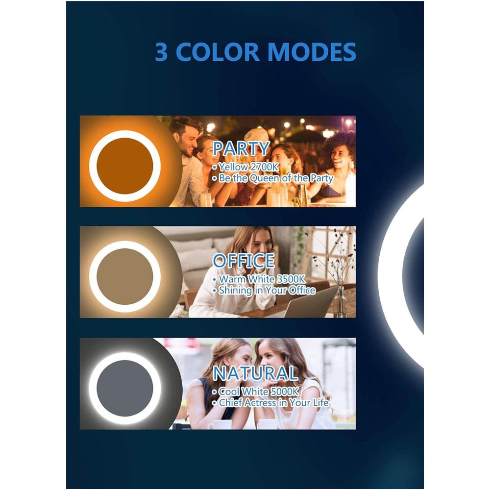 مرآة مكياج قابلة للطي مع ضوء LED وشاحن USB - 7.5*7.5*2 سم