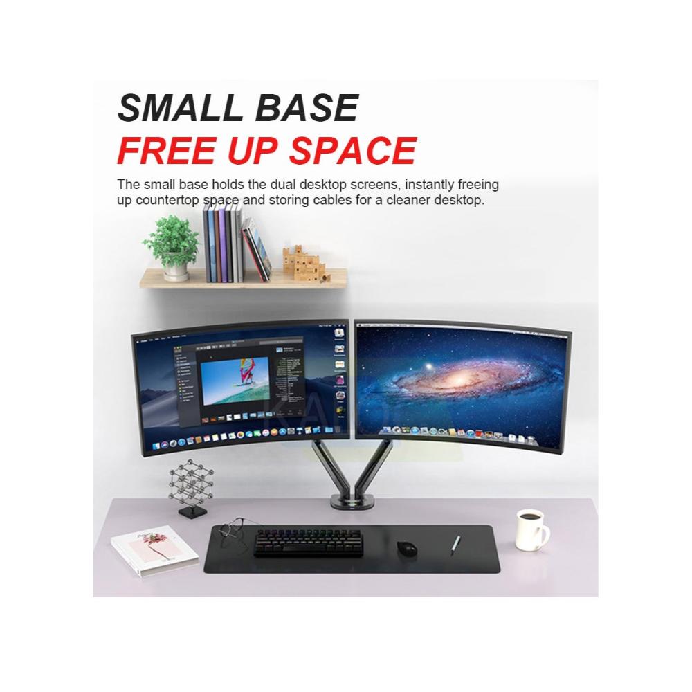 حامل شاشة مزدوج 17-32 بوصة USB قابل للرفع والدوران DS200-2 -أسود