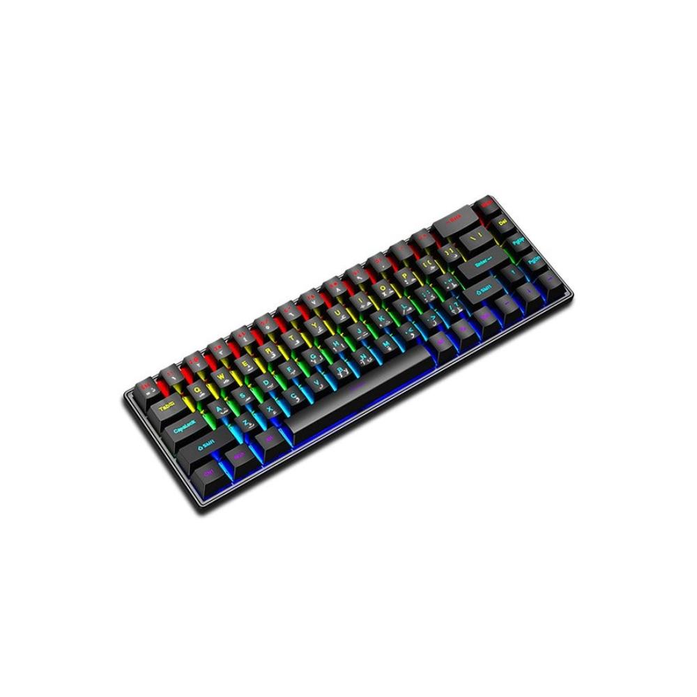 لوحة مفاتيح ألعاب ميكانيكية 68 مفتاح عربي إنجليزي - أزرق أسود