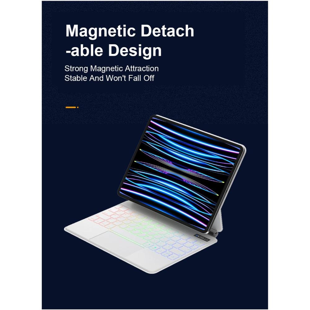 فلاشهوك لوحة مفاتيح لاسلكية بالعربية والإنجليزية لـ iPad Pro 11 و iPad Air 10.9 - أبيض
