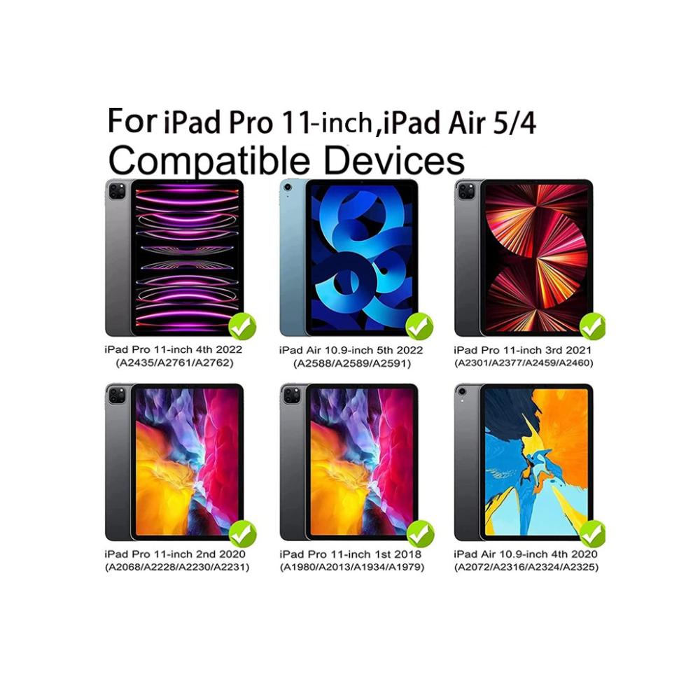 فلاشهوك لوحة مفاتيح لاسلكية بالعربية والإنجليزية لـ iPad Pro 11 و iPad Air 10.9 - أبيض
