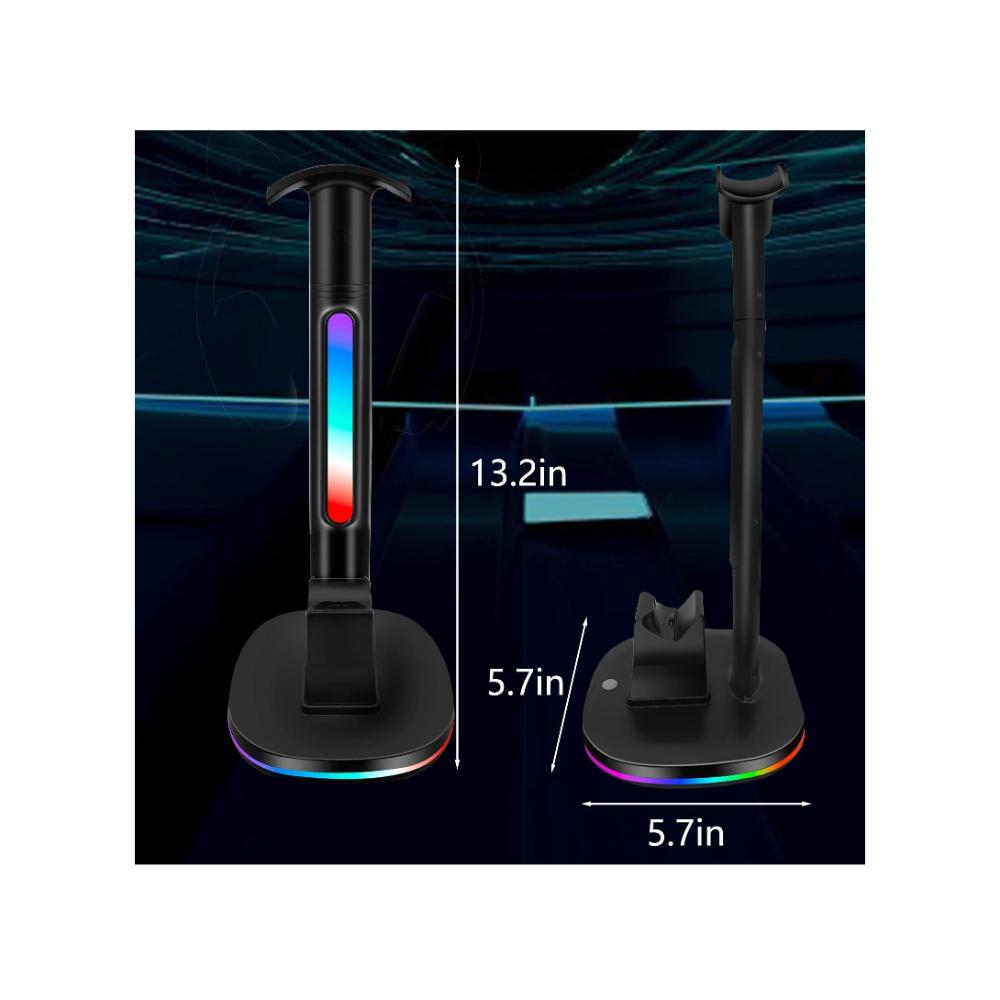 حامل شحن وحدة تحكم PS5 مع حامل سماعة رأس وشاحن USB - أسود