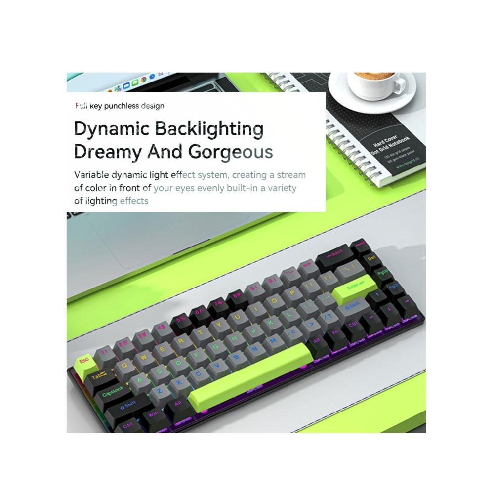 لوحة مفاتيح ألعاب سلكية 65% RGB، 68 مفتاحًا بمفتاح متعدد الالوان