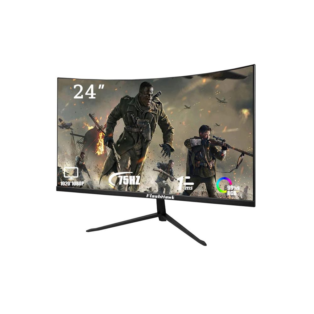 شاشة منحنية IPS 24 بوصة Full HD 75Hz - أسود