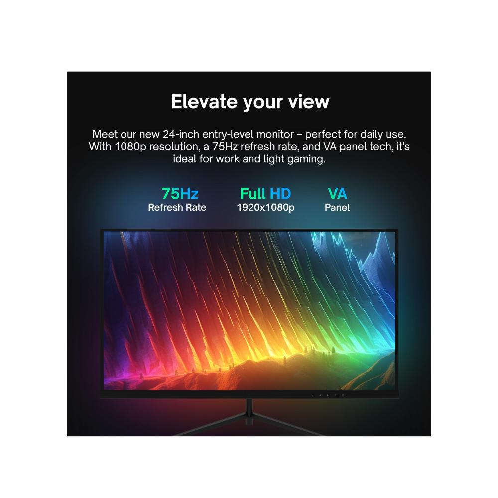 شاشة منحنية IPS 24 بوصة Full HD 75Hz - أسود
