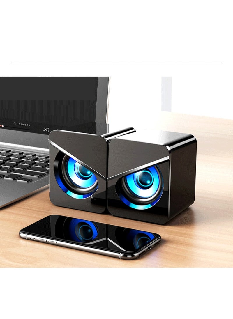 فلاش هوك مكبرات صوت للكمبيوتر الصغيرة مع ضوء LED المشغلة عبر USB - موديل v-116 