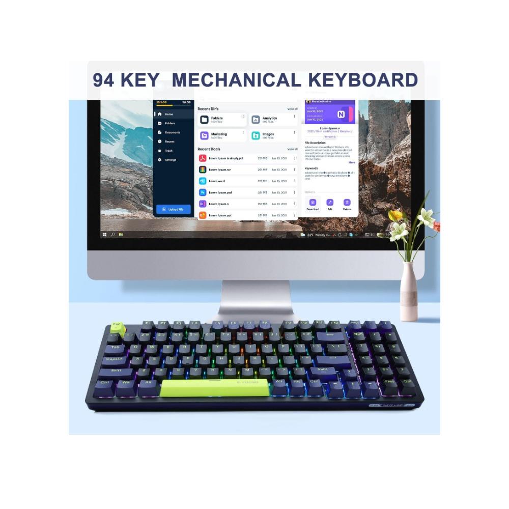 لوحة مفاتيح ألعاب ميكانيكية إضاءة-RGB Z-94 -أسود أزرق