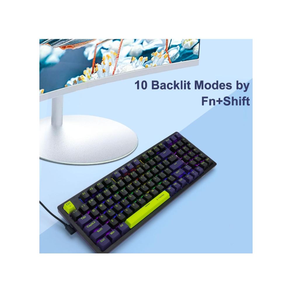 لوحة مفاتيح ألعاب ميكانيكية إضاءة-RGB Z-94 -أسود أزرق