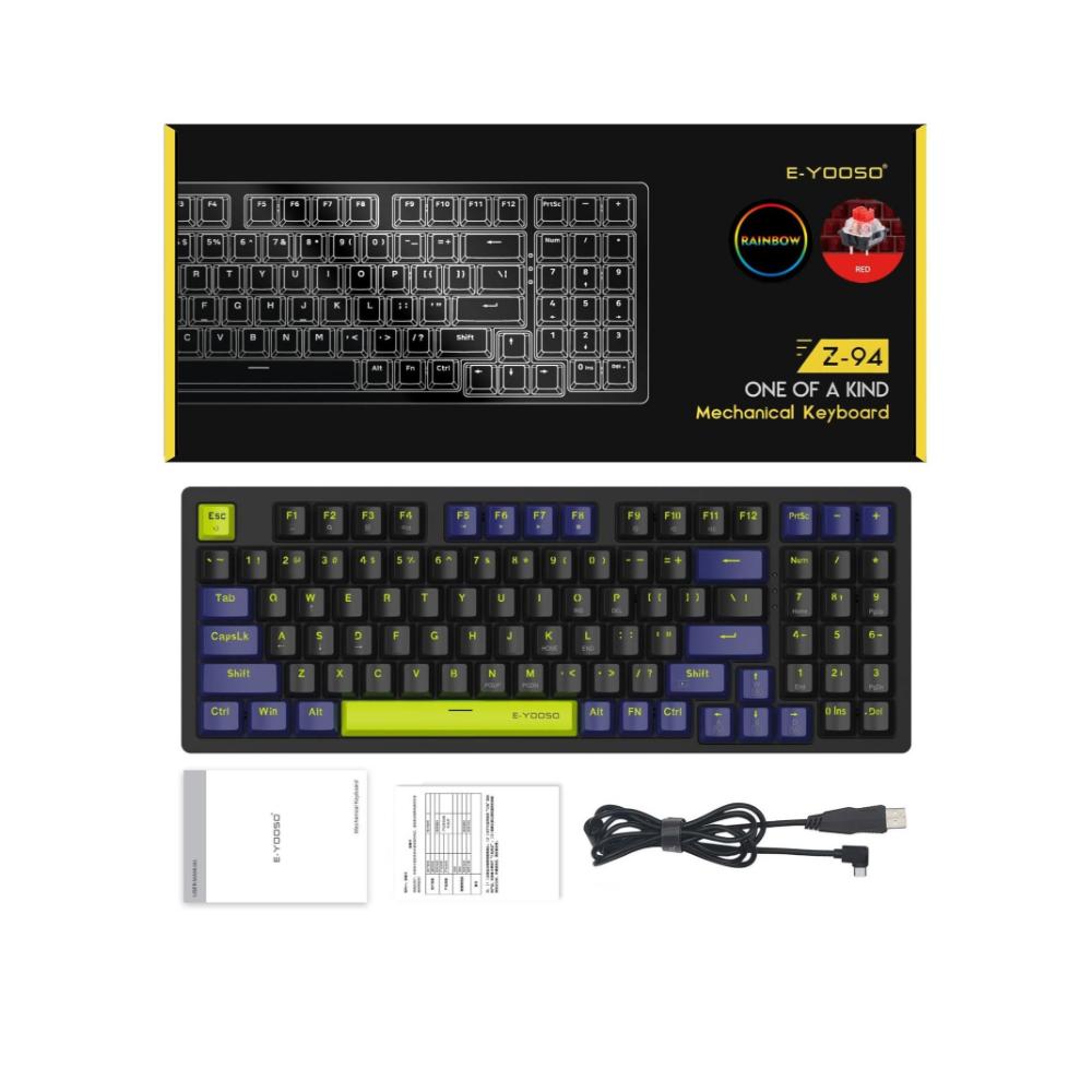 لوحة مفاتيح ألعاب ميكانيكية إضاءة-RGB Z-94 -أسود أزرق