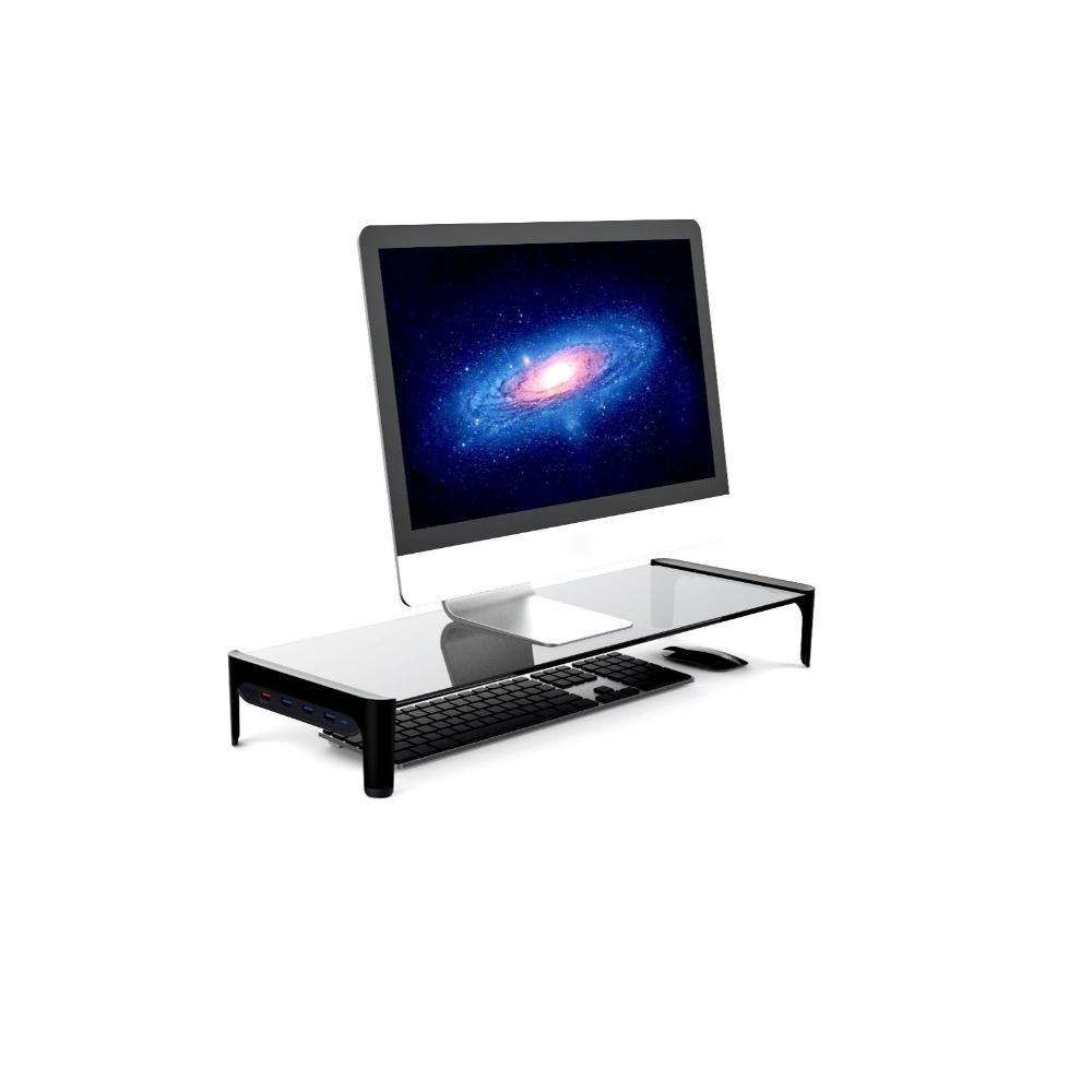 حامل شاشة بمحور USB 3.0 وشاحن سريع -شفاف