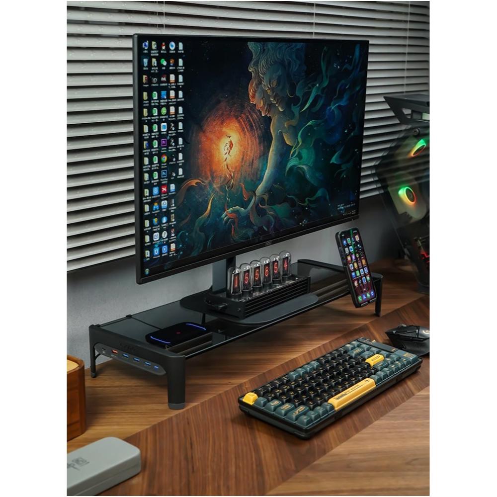 حامل شاشة بمحور USB 3.0 وشاحن سريع -شفاف