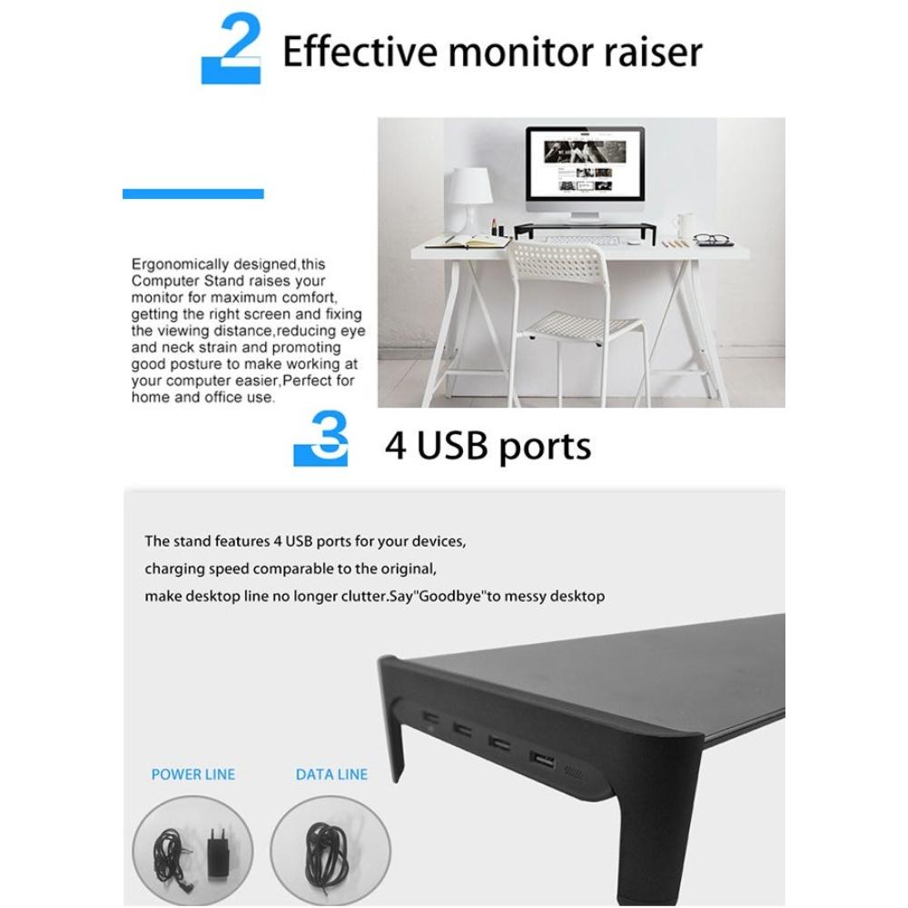 حامل شاشة بمحور USB 3.0 وشاحن سريع -شفاف