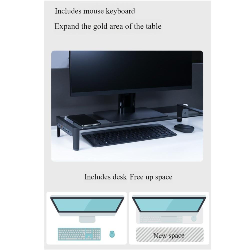 حامل شاشة بمحور USB 3.0 وشاحن سريع -شفاف