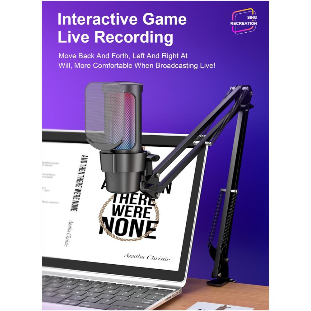 ميكروفون USB للألعاب مع ذراع بوم وفلتر بوب - PS4/5 PC Streaming