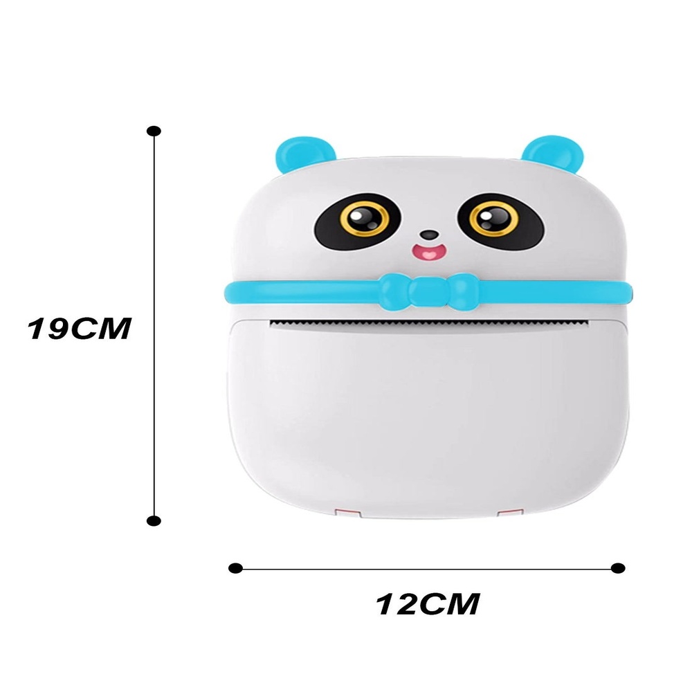 طابعة Mini Pocket Panda طابعة بلوتوث لاسلكية ذكية مع تطبيق Android (بما في ذلك لفة الورق) + 3 أوراق ملونة + 5 ملصقات + 5 أوراق عادية + أقلام ملونة + ملصقات عشوائية * 1