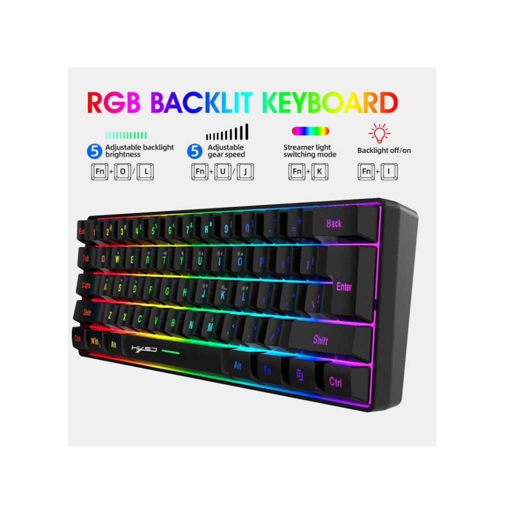 لوحة مفاتيح ألعاب سلكية 61 مفتاح RGB V700 وماوس ألعاب سلكي USB J900
