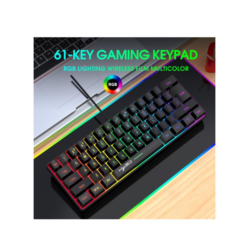 لوحة مفاتيح ألعاب سلكية 61 مفتاح RGB V700 وماوس ألعاب سلكي USB J900