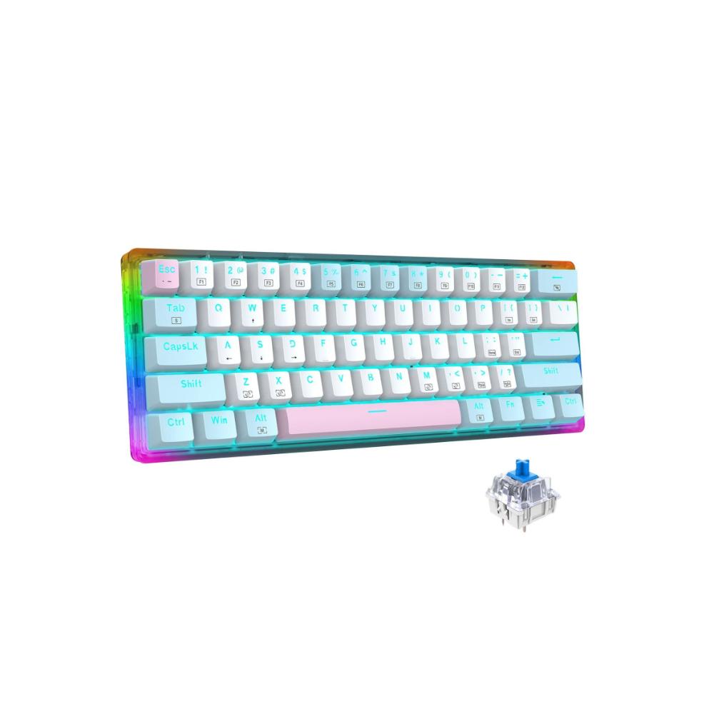 لوحة مفاتيح ألعاب ميكانيكية موديل Z-11T RGB سلكية 61 مفتاحا - أزرق